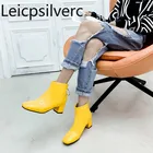 Женские ботинки, новые зимние модные ботильоны на среднем каблуке с квадратной молнией, женская обувь, высота каблука 30-51, 5,5 см