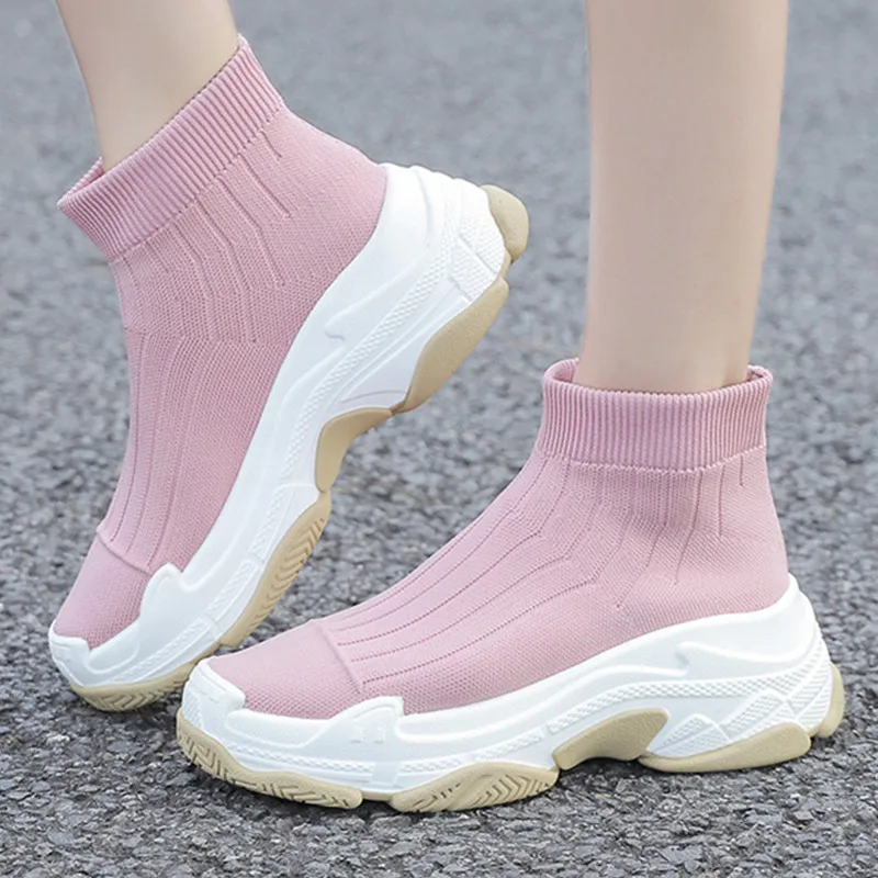 Женские зимние ботинки вязаные шерстяные ботильоны женская теплая розовая