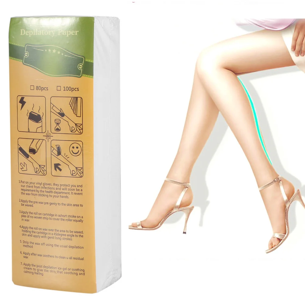 100 листов одноразовой бумаги для депиляции ног рук подмышек удаления волос