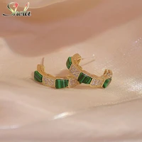 green circle c earrings for women zircon korean fashion jewelry pendant accessories wholesale s925 pin high quality