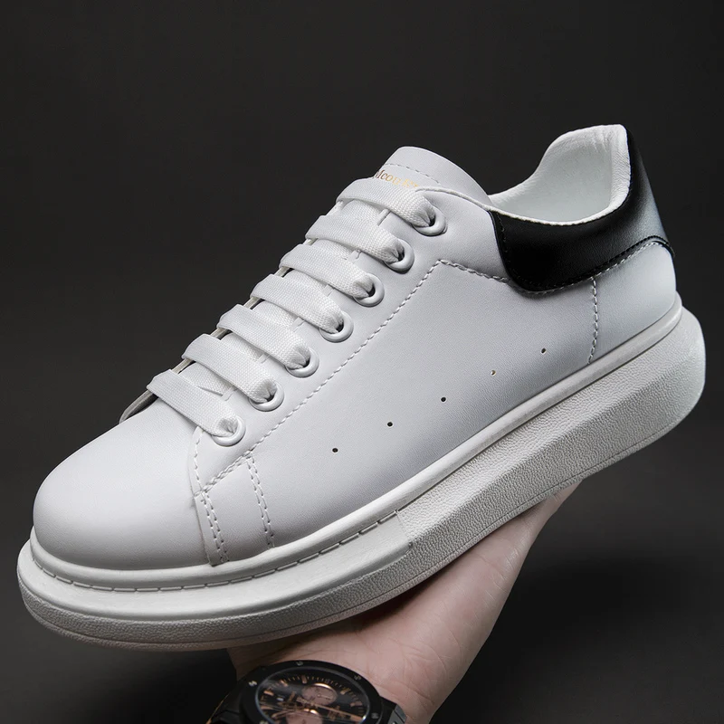 

Fashion Trend Casual Men White Shoes High Quality Korean Thick Bottom Leather Shoes Spring Autumn Breathable Loafers Sneakers