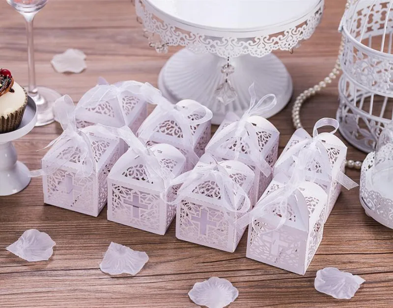 25 шт. Свадебная подарочная коробка скрещивание коробки для конфет Baby Shower или день рождения для крещения и причастия пасхальное украшение 5Z