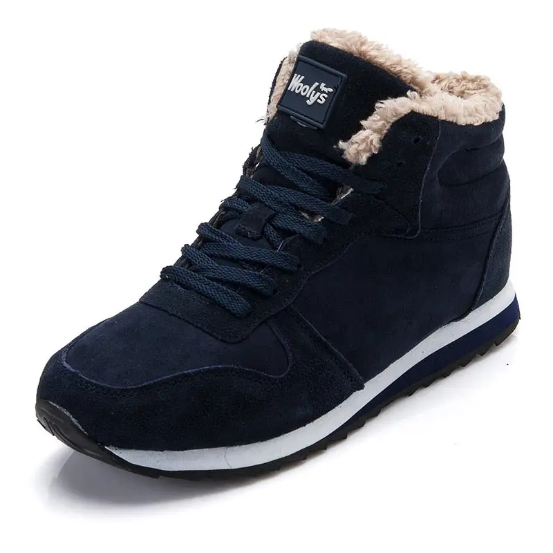 

Plus Size High Top Warm Men's Winter Sports Shoes High Sneakers Husband Sneakers Sport Mens Running Shoes Blue Fur Flat GME-2210
