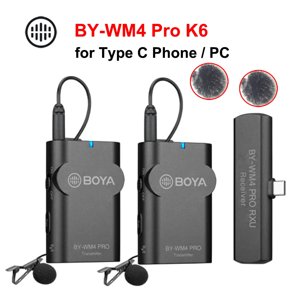 BOYA BY-WM4 Pro K1/K2/K3/K4/K5K6 беспроводной микрофон Type-C интерфейс для смартфона HUAWEI OPPO VIVO