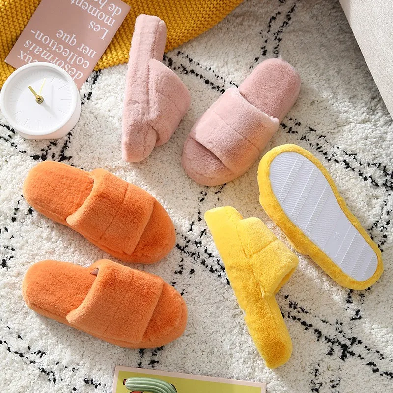 

Women Winter House Slippers Cute Plush High Heels Fluffy Warm Casual Shoes Woman Ladies Girls Indoor Outdoor Bedroom Fur Slides