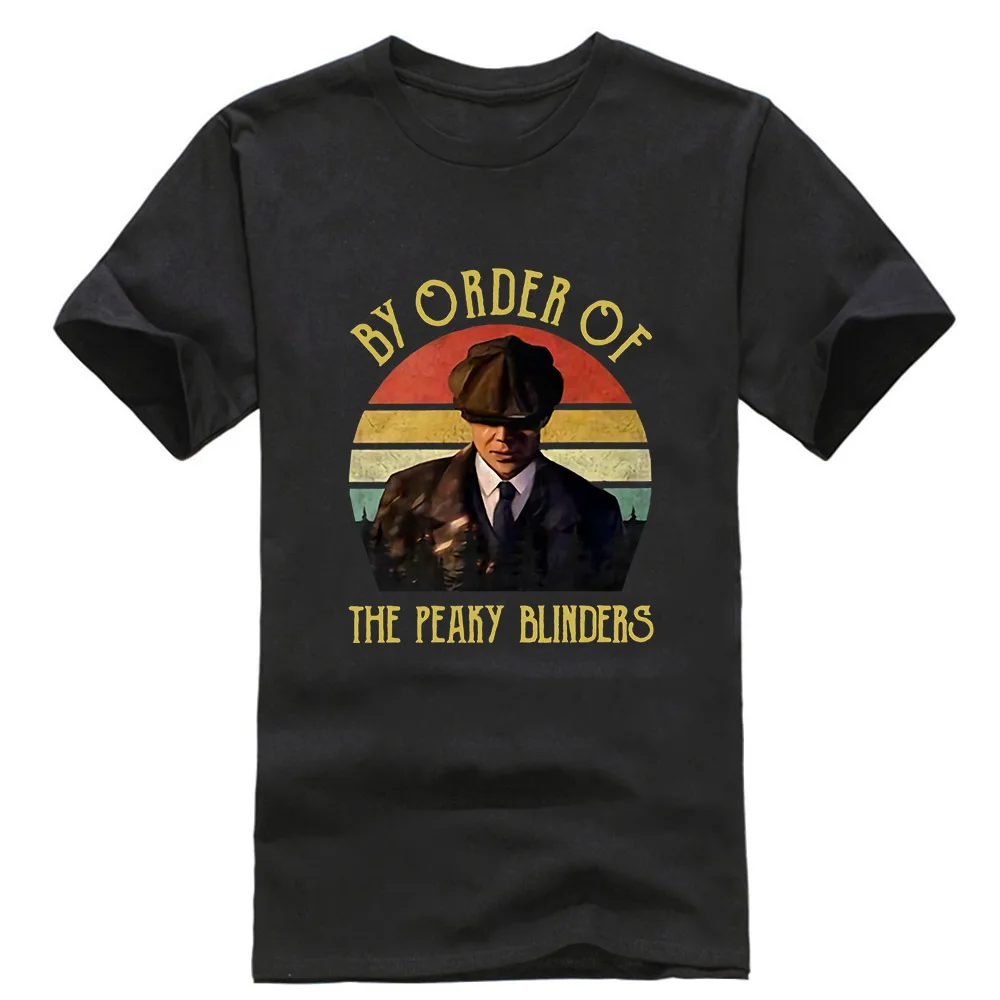 Arthur Shelby по заказу Peaky Blinders черная Хлопковая мужская S-6Xl Футболка с принтом на заказ - Цвет: Черный