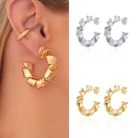 isueva fashion distortion interweave twist metal circle earrings gold plated geometric stud earrings for women party jewelry