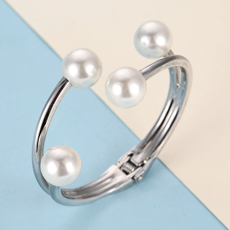 Винтажные браслеты манжеты с имитацией жемчуга для женщин и мужчин модные