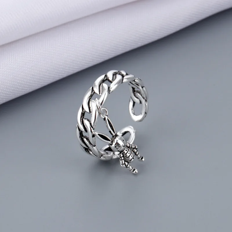 

MrZMsZ Rabbit Chain Rings For Women Vintage luxurious Adjustable Open Ring Teen Girl 2021 Trendy Gift Jewelry Accessories
