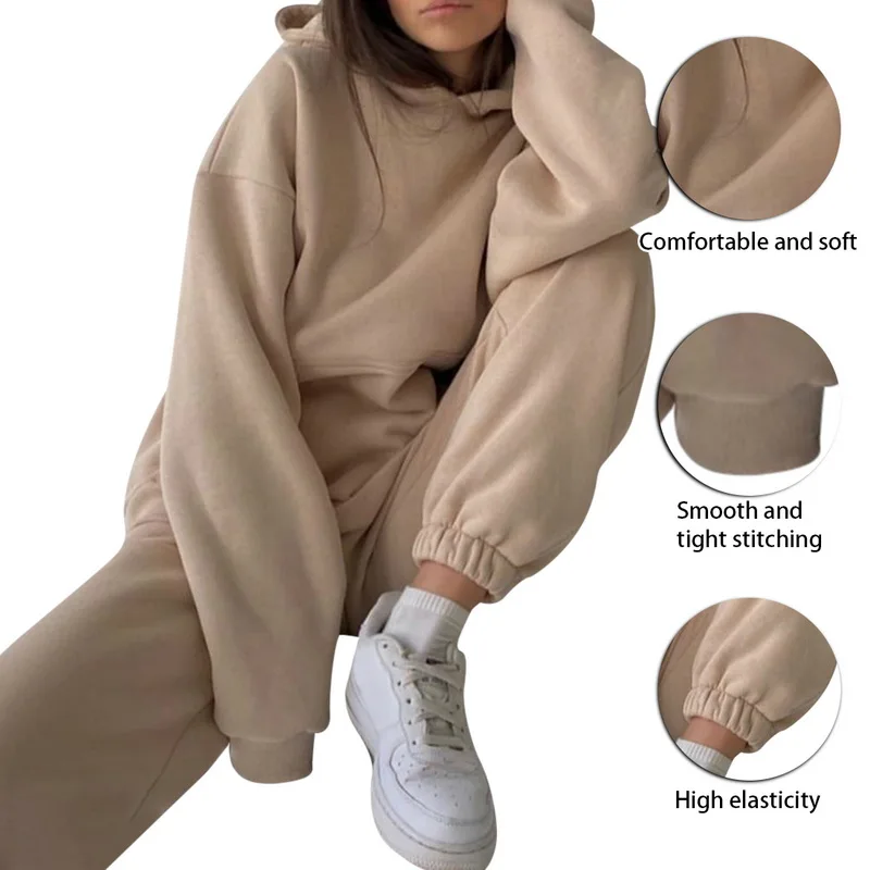 

Two Pieces Set Spring Casual Tracksuit Women Women's Sets Oversized Hooded Long Sleeve Sweatshirt Hoodie Sport Pants Lady Suit