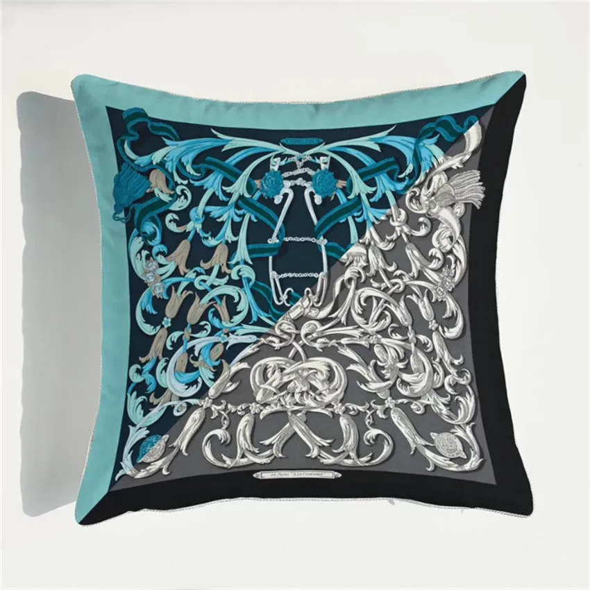 Чехол для диванной подушки 45x45 см с изображением лошади цветов розовый на