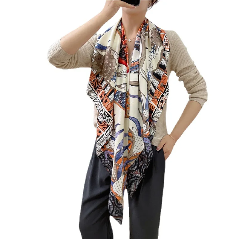 

Женская шелковая шаль с принтом слона 130 шарф шарфы квадратные фирменные дизайнерские гигантские животные