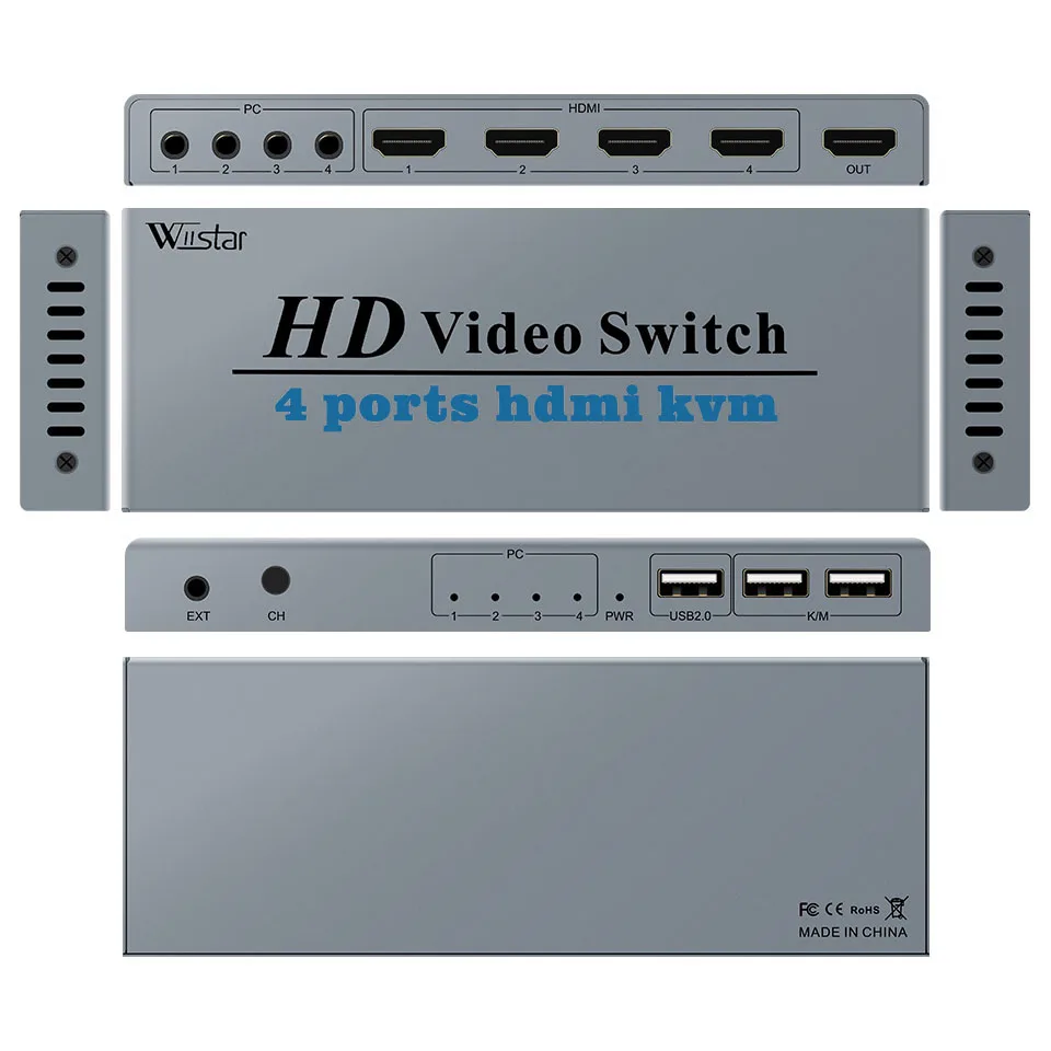 4x1 HDMI KVM переключатель 4 Порты и разъёмы 4K USB kvm-переключатель Splitter коробка для