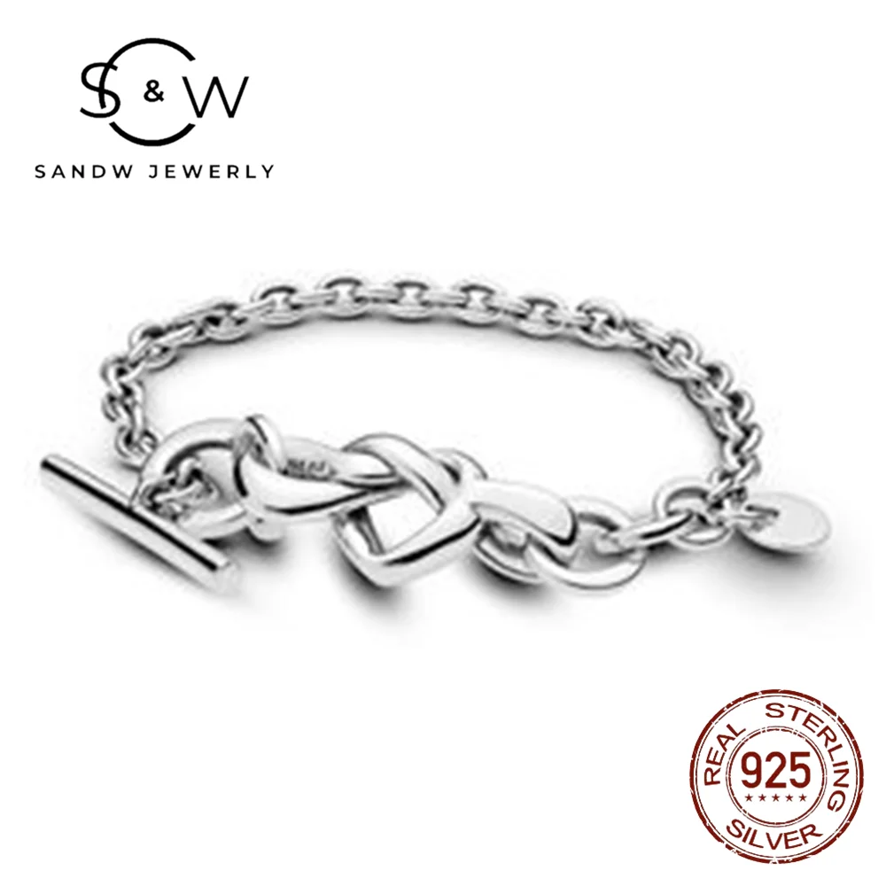 

S925 Sterling Silver Fashion Jewelry Love Bracelet 1:1 Original PAN Heart Interwoven Couple Jewelry High Quality Birthday Gift