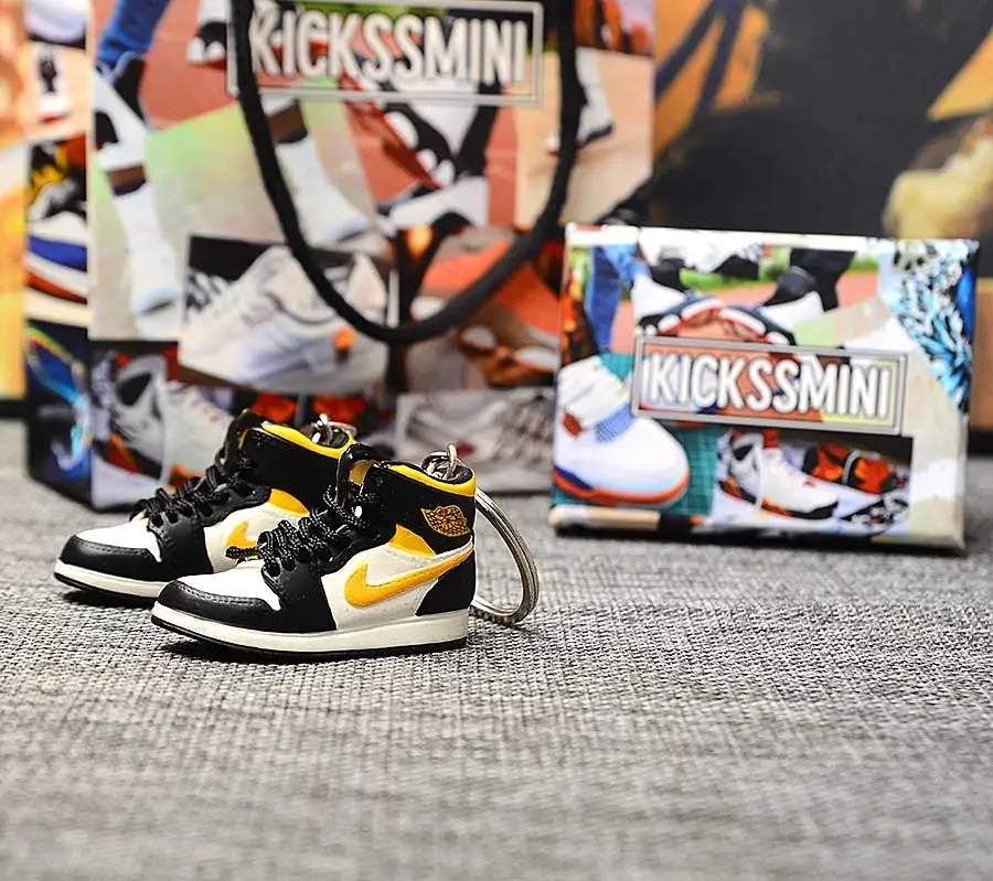 a pair w metal ring Персональный DIY Jordan Generation AIR JORDAN 1 chicago 3D кроссовок фигурный брелок сумка Подвеска парный брелок - Цвет: a pair w metal ring