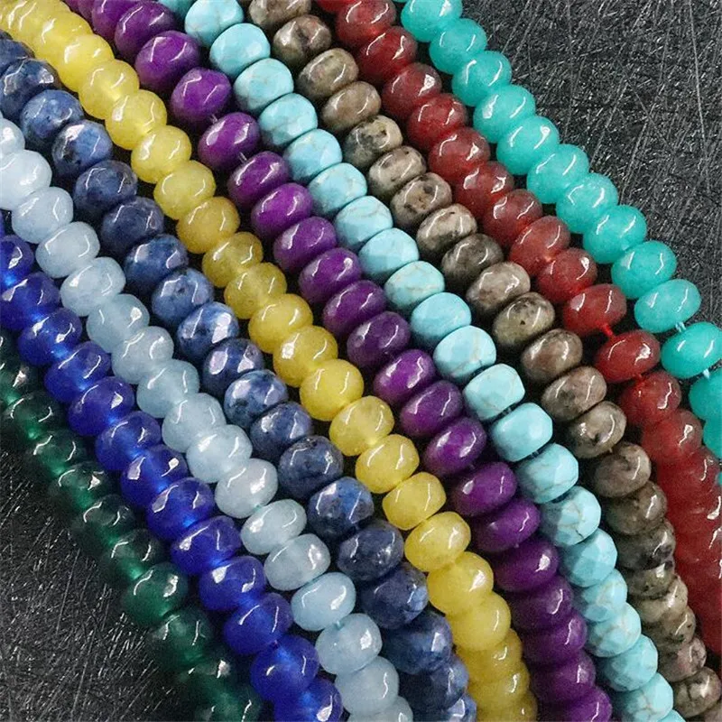 

Natural Chalcedony 5x8mm Green Jades Faceted Abacus Loose Beads DIY Gift Accessory Chalcedony Fashion Jewelry Making Parts 15''
