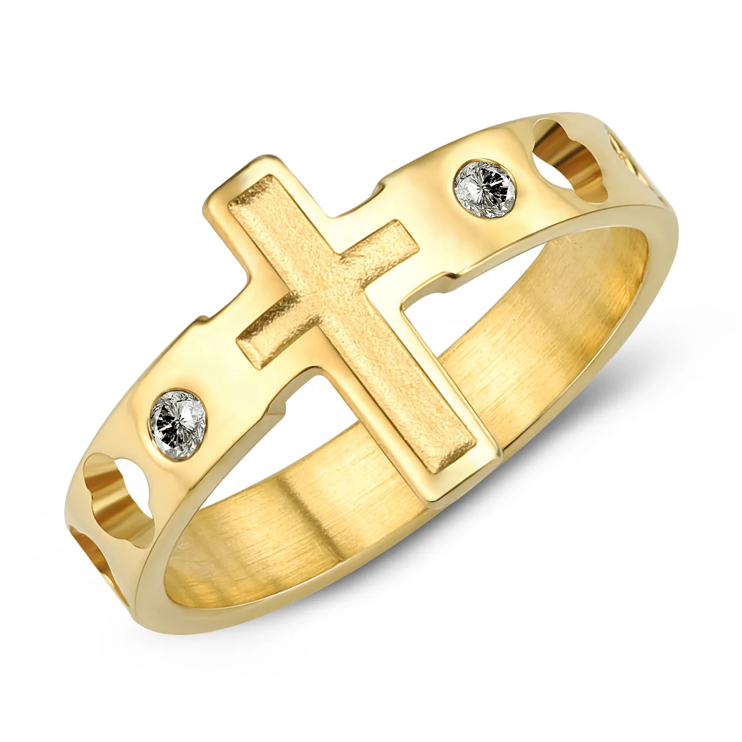 

Stainless Steel Couple Rings Gold Color Supernatural Cross Women's Men's Ring Engagement Wedding Gift Fashion Jewelry