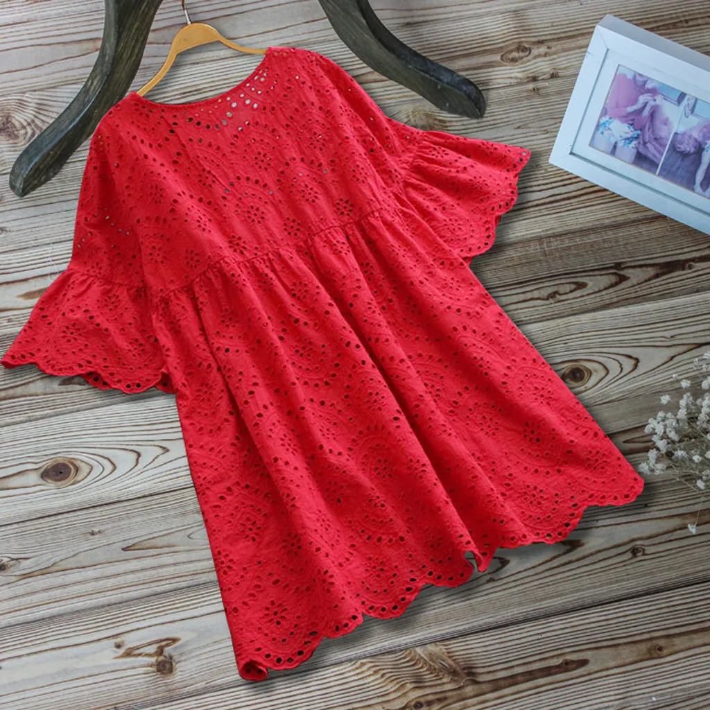 Женская Однотонная футболка повседневная с вырезом О-образным коротким рукавом