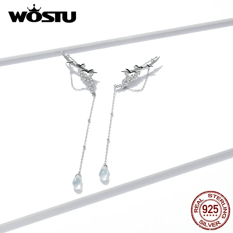 Серьги-подвески в виде классического ландшафта из серебра 925 пробы | Украшения и