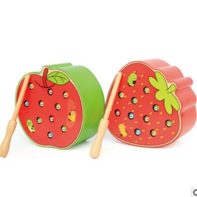 Деревянный Жук ест фрукты Магнитный Ловец игра Раннее детство учебные пособия