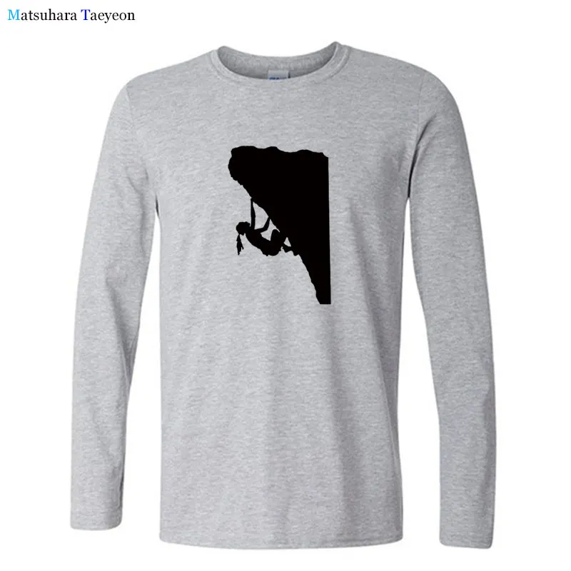 

Casual Long Sleeve Men T-Shirt O-neck Climbing Girl Print T Shirts 100% Cotton Plus Size Tee Top Funny T Shirt for Men Clothing