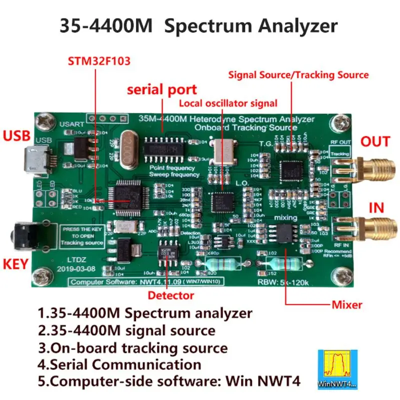 

Usb Ltdz 35-4400M Spectrum Signal Source Spectrum Analyzer with Tracking Source