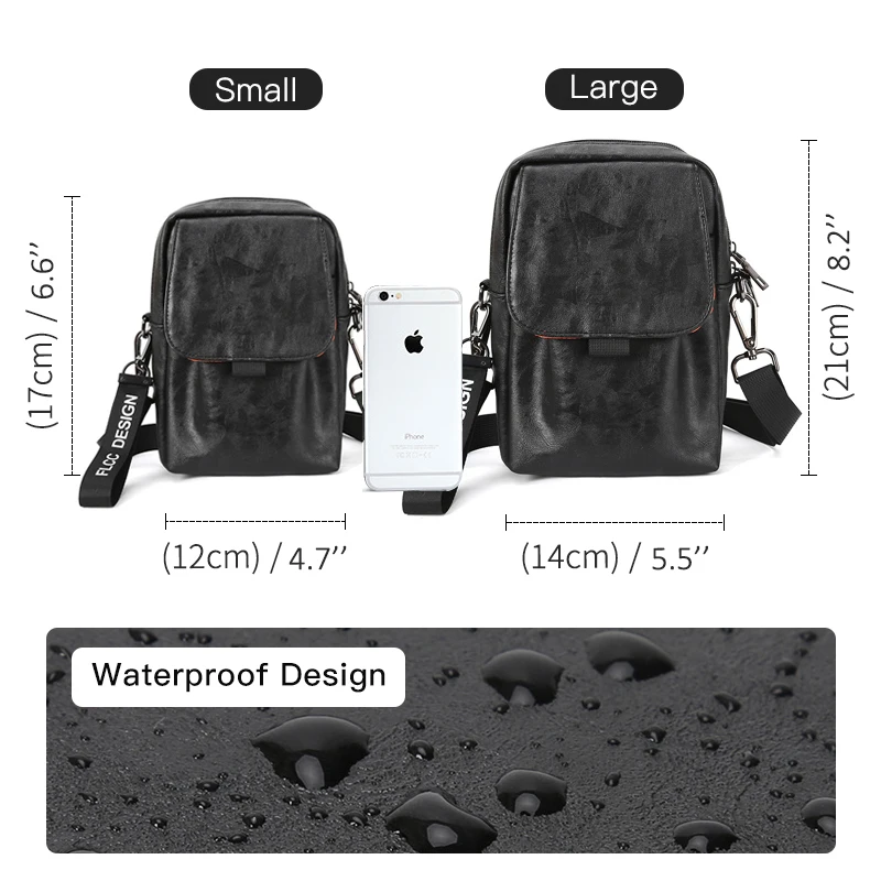 

inrnn Fashion PU Leather Crossbody Bag Men Small Waterproof Shoulder Bags Mini Messenger Bag for Teenager Handbag Phone Bag Male