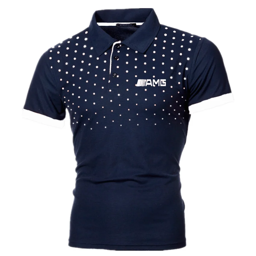 

2021 AMG Car Summer Men's New High-Quality Slim Short-Sleeved T-Shirt Fashion Casual Golf Tennis Men's Cotton Breathable Shirt