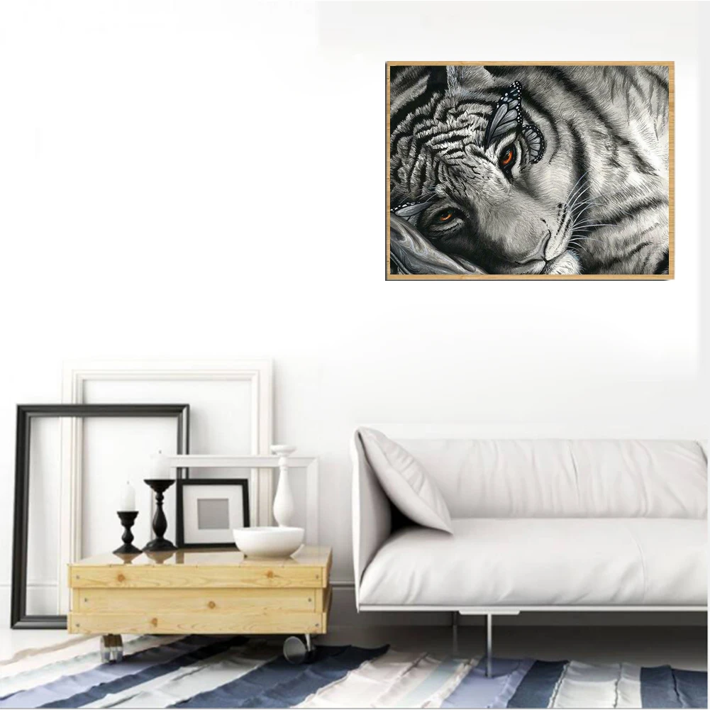 DIY Алмазная Вышивка Тигр 5D картина-Наклейка на стену для украшения комнаты
