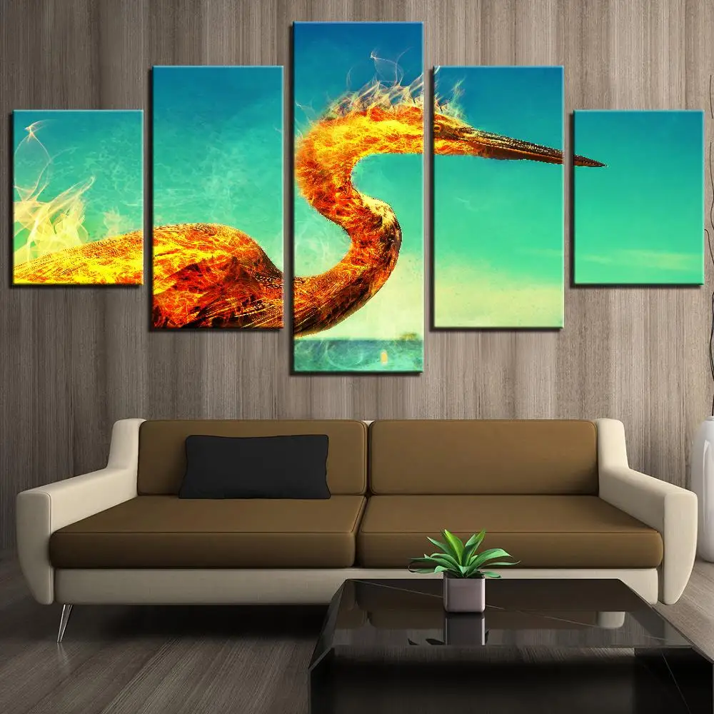 5 шт. брезентовые плакаты с изображением животных огненный Феникс обои для