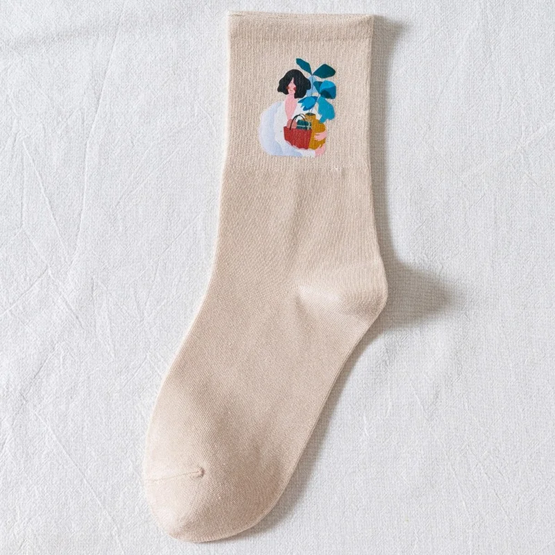 

10 pieces = 5 pairs Women Cotton socks 2020 New Style Autumn and Winter Cartoon Hot Stamping All-match Students' Socks women