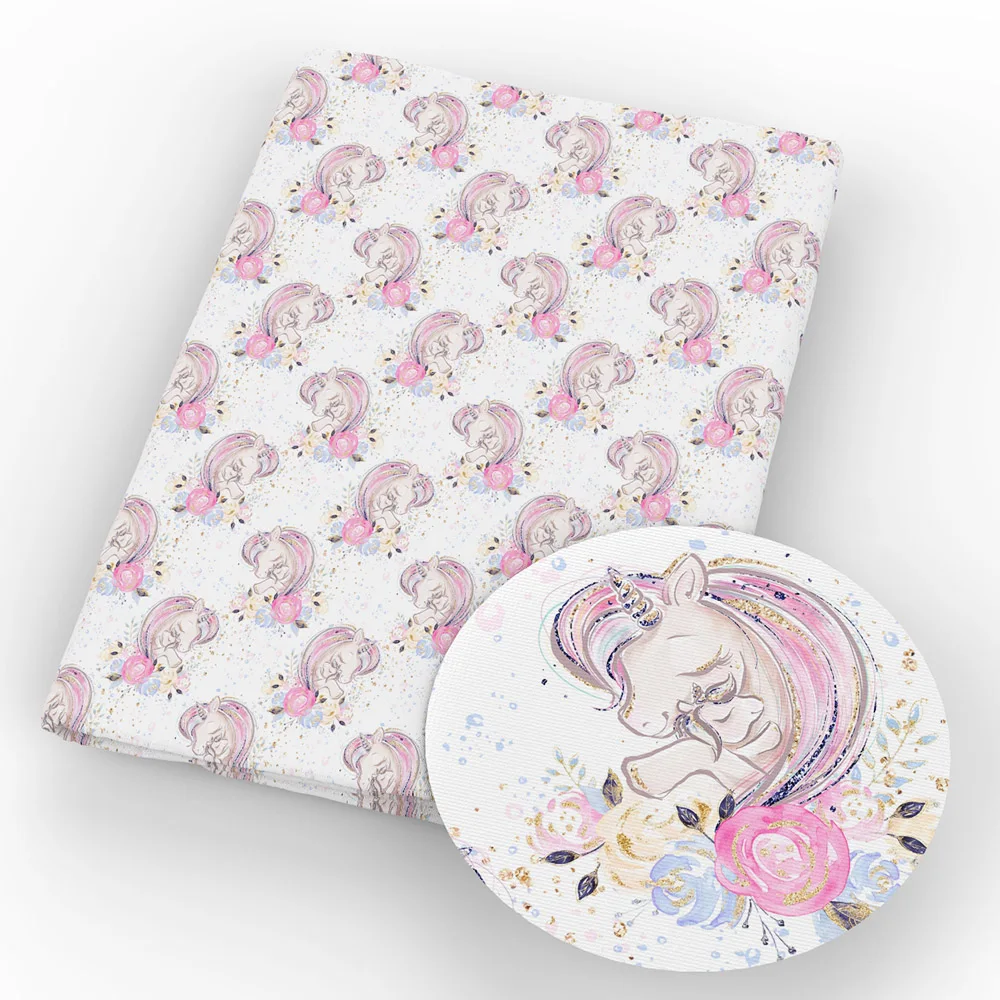 Ткань с принтом единорога из полиэстера и хлопка 50*145 см|Ткань| |