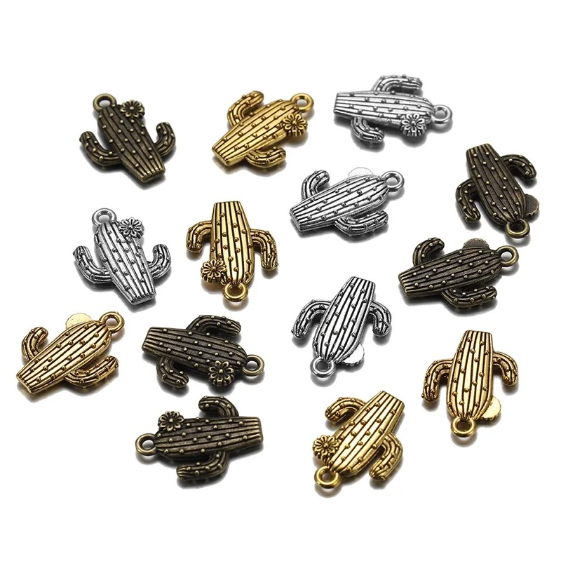 

5 Pieces/batch of Antique Gold Bronze Desert Cactus Flower Pendant Tibetan Gold-plated Small Jewelry DIY Production Supplies