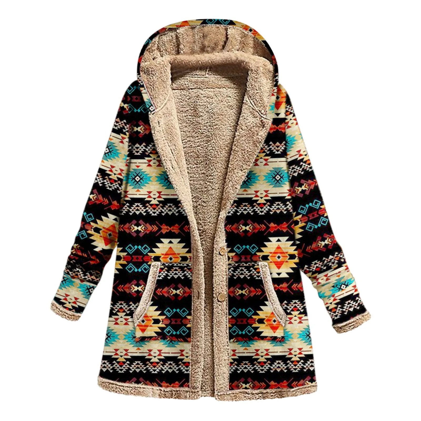 

Womens Stripe Embroidery Coat Nice Pop Vogue Ladies Ethnic Style Print Hooded Jacket Pocket Fall Loose Clothes Kurtka Damska