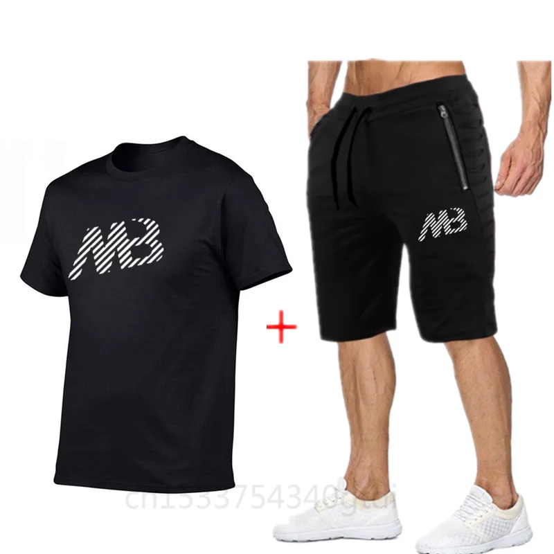 

2021 fashion new 100% cotton T-shirt Shorts Set men's summer 2 sportswear + Shorts Set beach holiday sportswear