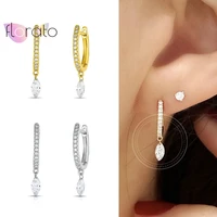 925 sterling silver ear buckle crystal earrings for women oval shape cubic zirconia hoop earrings fashion party jewelry gift
