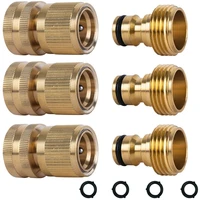 garden hose quick connect solid brass quick connector garden hose fitting water hose connectors 34 inch ght 3 sets