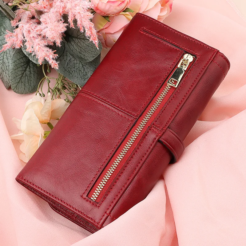 Женский кошелек из 100% воловьей кожи с держателем для карт Модный женский клатч