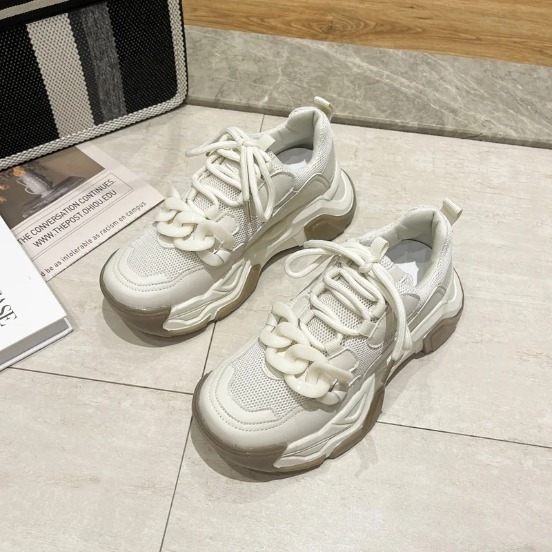 

Кроссовки женские на платформе, Повседневная дышащая спортивная обувь с цепочкой, Модные осенние кеды, 2021