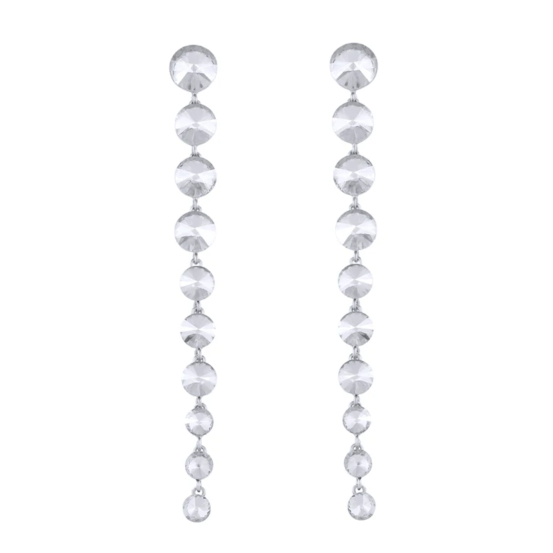 Женские длинные висячие серьги OCESRIO черные с кристаллами и камнями в стиле панк