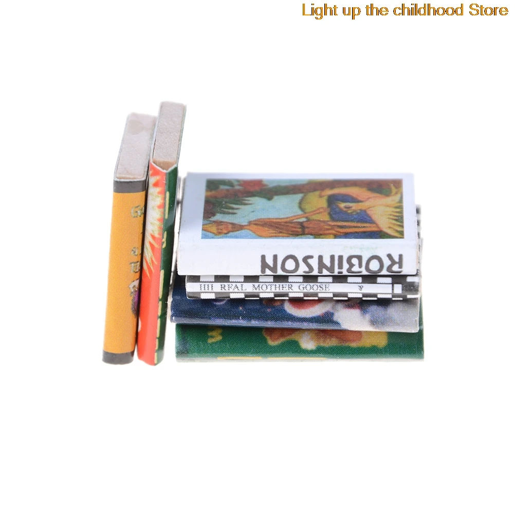

6Pcs 1/12 Colorful Wooden Miniature Study Room Dollhouse Books Classic Pretend Play Furniture Toys Creative Cute Gifts Presents
