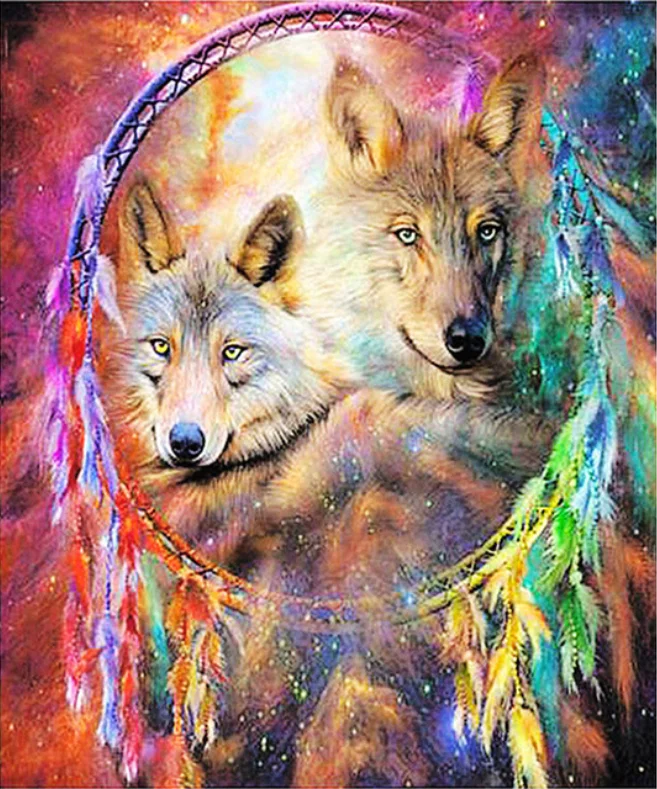 

Full 5D DIY Square/Round Diamond Painting Animal Wolf Diamond Embroidery Cross Stitch Embroidery Crafts Decoration Gift