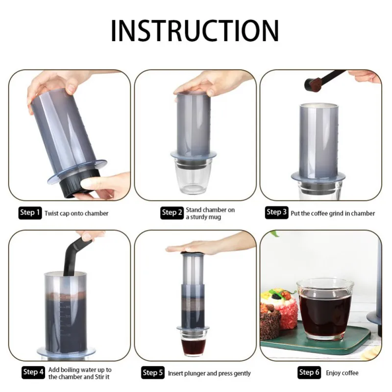 

French Hand Press Coffee Pot Portable Outdoor Travel Coffee Hand Brewing Filter Cup Manual Pressure Coffee Pot for Home Office