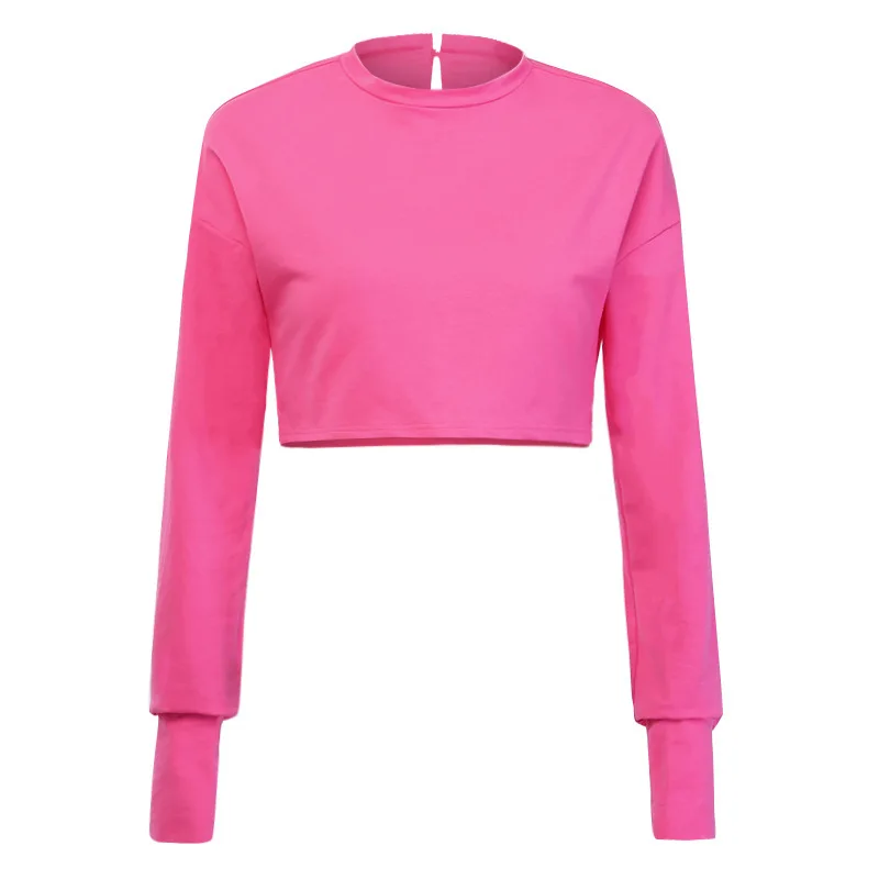 Женская толстовка с длинными рукавами для тренировок дышащая однотонная