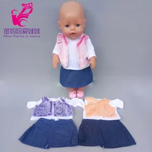 Одежда для кукол 43 см, пальто, меховой жилет, рубашка, джинсовое платье, зимняя верхняя одежда для кукол для девочек 18 дюймов, Одежда для кукол