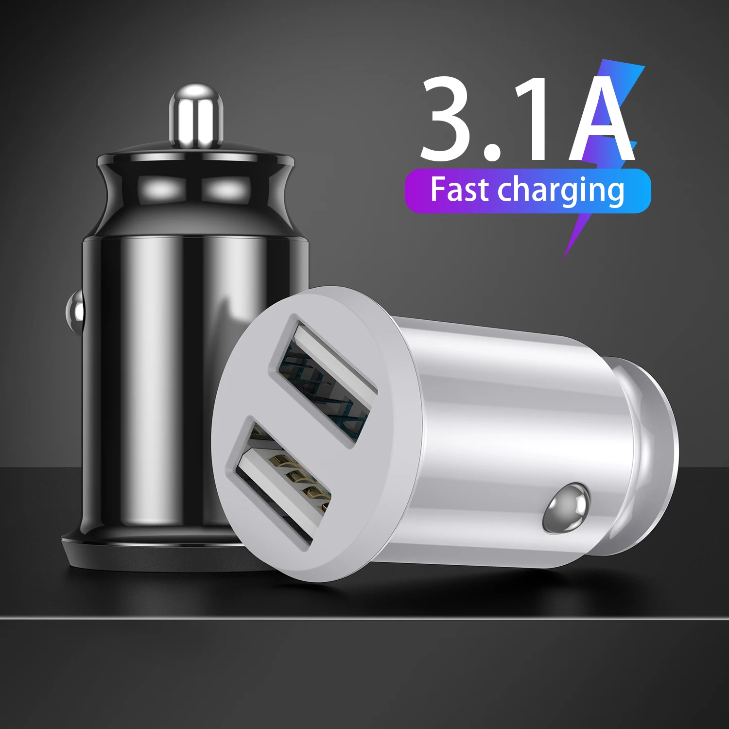 Автомобильное зарядное устройство QC 3 0 с двумя портами USB Быстрая зарядка для