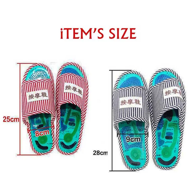 

Foot Massage Slippers Acupuncture Striped Reflexology Health Shoe Therapy Magnetic Sandals Feet Care Massager Magnet Slippers