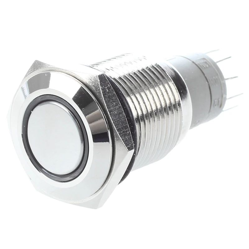 Ангел глаз белый светодиод 16 мм 12V нержавеющая Сталь переключатель Мгновенный