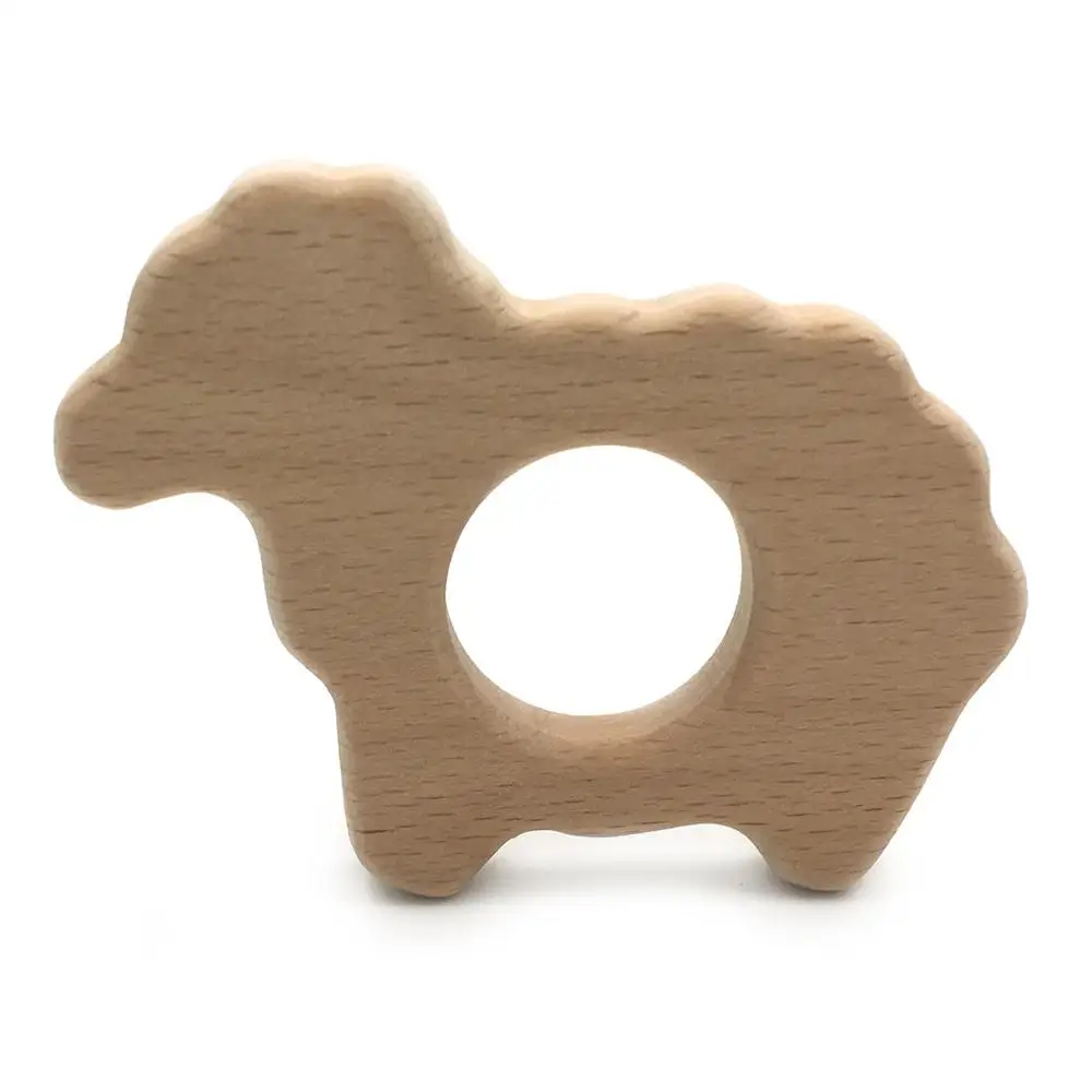 C052 Beech Wood Прорезыватель Мультяшные деревянные животные Детский Прорезыватель игрушка безопасный новорожденный дети Прорезыватель игрушки Жевательная из силикона бусы Товары для малышей - Цвет: C052