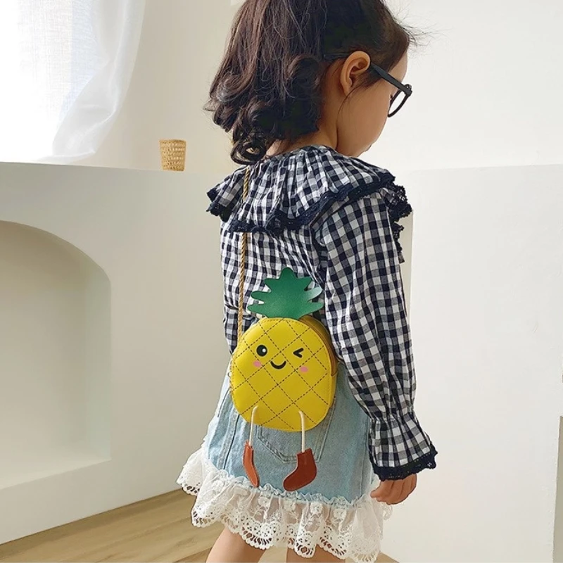 Cute Girls Baby Mini Shoulder Bag Fashion Boys Kids Accessories Coin Purse Handbags Cartoon Pineapple Children Crossbody Bags